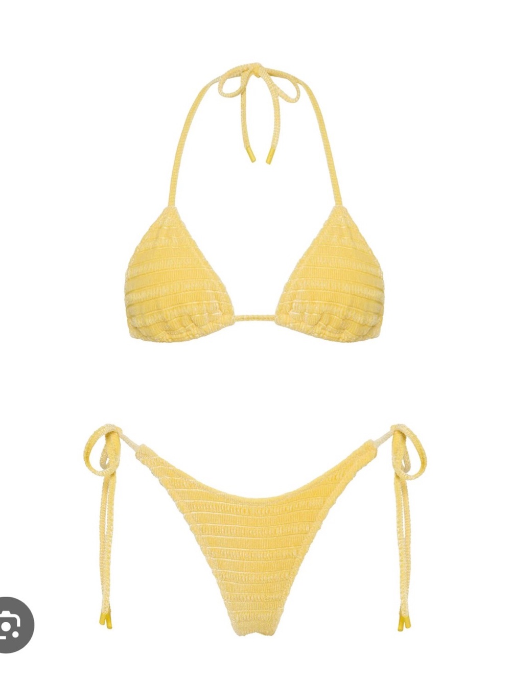 Traingl Yellow Smocked Triangle Tie Bikini Set